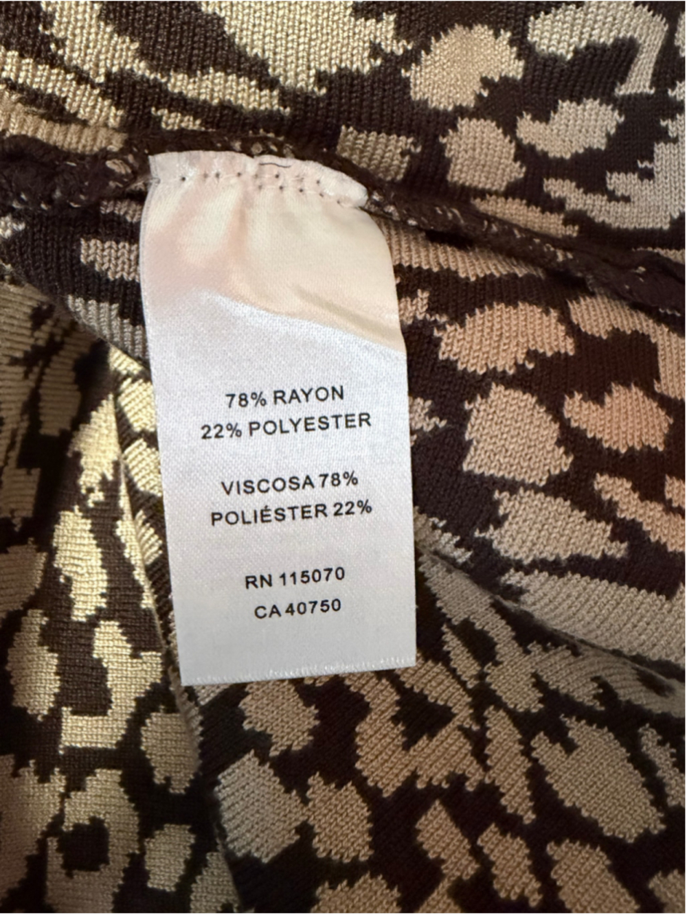Women's Nina Leonard Dress Medium Camel Chocolate Animal Print Midi New NWT - Picture 12 of 16